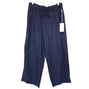 Joie Linen Wide Leg Pants L Navy Blue NWT